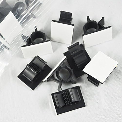 25 PCS Adesivo preto Fio de nylon com backon Clips de cabos ajustáveis