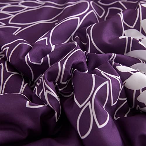 Koniroom Purple Consolter Set Size King Size, Bedding Floral Sets King com Flores Brancas Impressão para Mulheres
