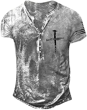 Homens confortáveis ​​camisetas Tops V Botão do pescoço 2023 Moda Casual Tees de verão impresso Blusa de manga curta Slim Fit