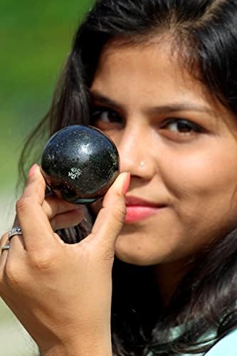 Jet Nuummite 45 - 50 mm Esfera de bola de bola Gemstone Hand esculpida no altar de cristal cura de devocional foco espiritual