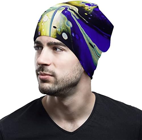 Acrílico fluido em tela unissex gorro chapéu quente tampa de tampa de caveira para dormir casual um tamanho