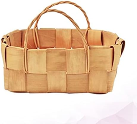 Zerodeko tecida cesto de madeira cesta de armazenamento de madeira com alças de pão de frutas organizador de cesta de ninho de lixo