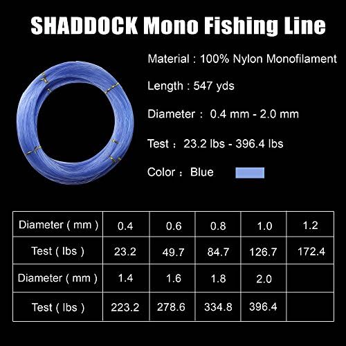 Monofilament Fishing Line 547yds 13 lb. -396 lb. linhas de pesca mono de nylon - líder de pesca de monofilamentos super forte linha