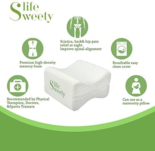 Life Sweety Life Sweetylife Knee Pillow para dor nas costas Ciática alívio da memória Pillow da perna para dormir lateral dormindo com capa respirável com zíper