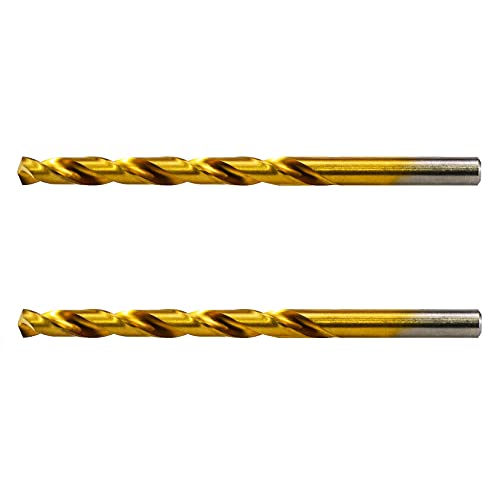 Maxtool 2pcs 5/32 Aço de alta velocidade HSS Jobber Drill Bits Twist Brills Tin-Coat; JBF02T10R10P2