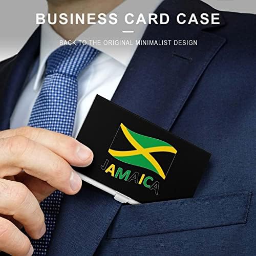 Carteira de cartão de visita de bandeira jamaicana para homens para homens e mulheres Metal Slim Nome Card Case 3.7x2.2x0,3