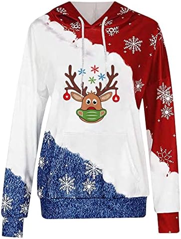 Dnuri Santa Pullover Graphic Sweatshirt Womens Manga Longa Capuz Sports Sports Autumn Acentwear Girl Running Tennis Hoodie