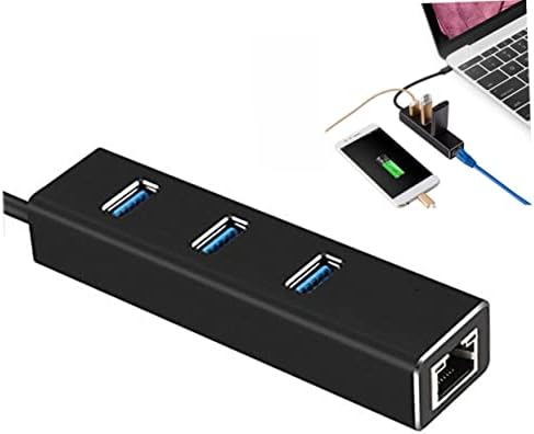 Solustre USB Hub Hub com Tipo C para Laptop de TV Ethernet para RJ MBPS -PORTS Adaptador Hub -Portátil Black USB