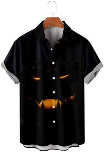 Camisas havaianas para homens Streetwear Short Sheeve Halloween Pumpkin Manga curta Manga curta Tees de rua de rua01