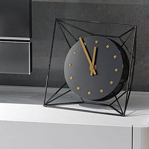 Relógio de mesa de metal uxzdx, relógio de mudo para decoração de desktop, decoração da sala de estar, estudo do quarto,