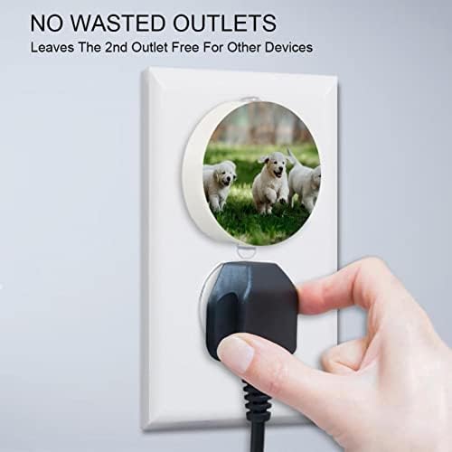 2 Pacote de plug-in Nightlight LED Night Light Running Dog On Glassland com sensor de anoitecer para quarto para o quarto de crianças,