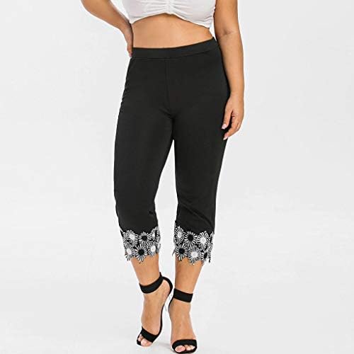 Mikey Store Plus Size Capri Leggings Com bolsos para mulheres, Stretch Yoga Workout Sculpture Sports Crop Crop