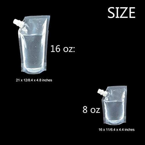 Kit de frasco de sacos de bebidas reutilizáveis ​​e ocultáveis, rum de alcoólatra de bebida de bebida para bebida para bebida sneak - 10 x 16 oz + 1 x funil