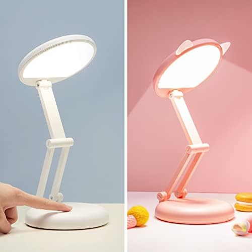 Lâmpada de mesa de mesa de mesa LED ONEFIRA Lâmpada de mesa rosa, 8 brilho dobrável lâmpada de mesa, lâmpada de mesa portátil para crianças diminuem lâmpadas de mesa, lâmpada de gato kawaii, lâmpada de lâmpada Kawaii