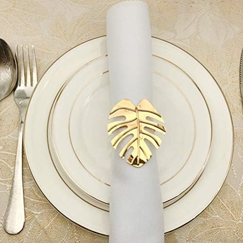 PretyZoom Napkin Rings 6pcs Hawaii Party de casamento Anel de guardanapo monstera guardana