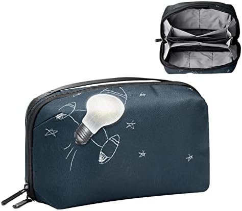 Organizador de eletrônicos, bolsa de cosméticos, organizador de viagens eletrônicas, bolsa de tecnologia, espacial padrão azul escuro