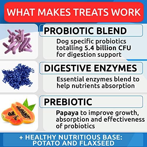 Sem cocô + pacote de mastigações de probióticos para cães - impedir cocô de cocô + dores de alívio de estômago - tratamento