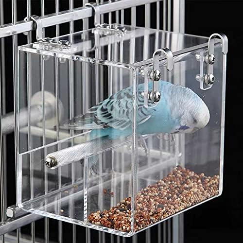 Alimentador de pássaros sem bagunça de sementes de sementes gaiola, gaiola de alimentador de pássaros transparente com ganchos