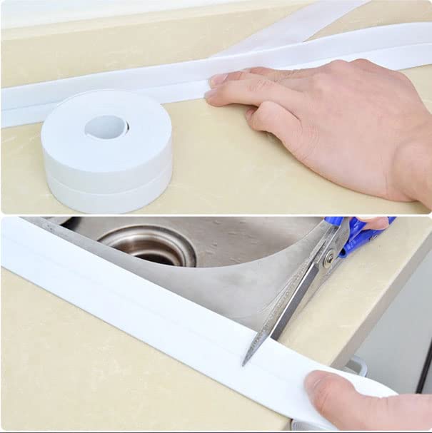 Fita de selante adesiva de PVC para cozinha no banheiro banheiro canto pia de vedação tiras de fitas à prova d'água…