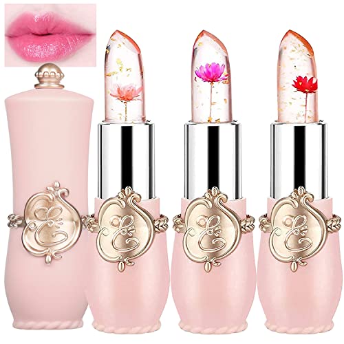 3 pacote de cristal geléia de lipstick alteração de lipstick ph clely jelly cristal batom com flor dentro de batom magia lipstick