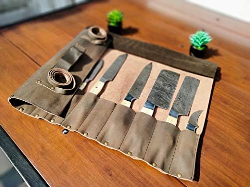 Saco de faca de chef | Bolsa de faca de faca de chef amigável para viagens | Rolo de faca de couro genuíno | Manças de bolsa de armazenamento