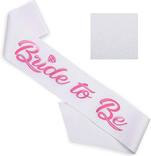 Correre 'Bride To Be' Sash for Bachelorette Party - Bridal Shower White Glitter Sash com letras de papel alumínio