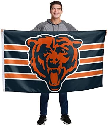 Chicago Bears NFL Big Logo Team Stripe Horizontal Flag