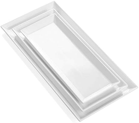 Sweese 706.101 Placas de porção branca para entretenimento - Placas de porcelana retângulo - Excelente como bandejas para servir comida,