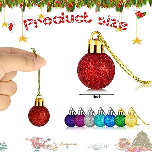 80 PCS Bolas de Natal Mini Bolas de Glitter Balls Multicolor Bola de Natal Bola Ornamento de Bola de Bola Decorações de Árvores de Bola Miniatura Para Árvores de Natal Decorações de Férias de Férias de Casamento, 8 cores