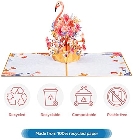 Frndly By Paper Love, Card Floral Flamingo 3D, para todas as ocasiões, dia das mães, dia dos namorados, aniversário,
