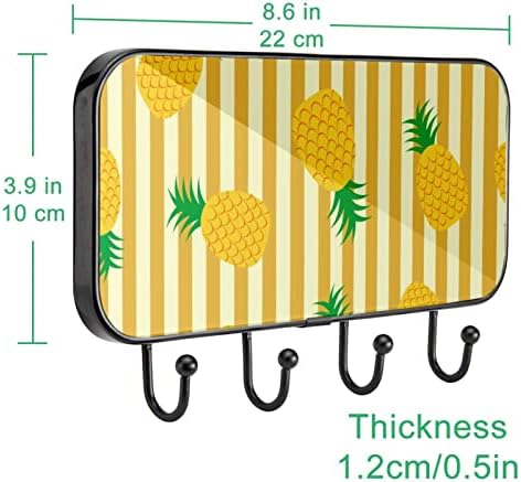 Listra amarela de abacaxi de abacaxi de casaco de casaco montagem na parede, cacote de entrada com 4 conexão para