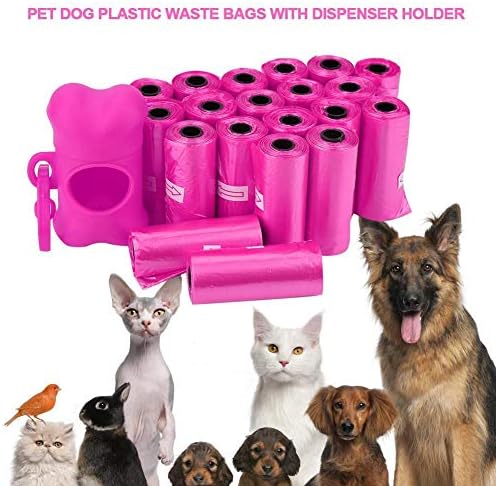 20 Rolls Pet Dog Plástico Lixo limpo Sacos de lixo com o suporte para dispensador de bolsa de forma óssea