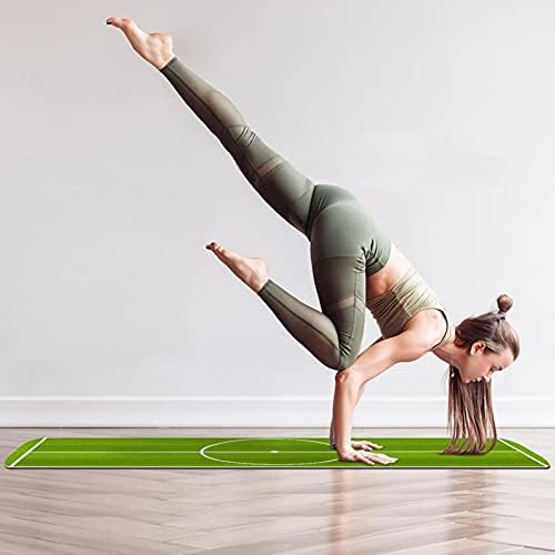 Exercício e fitness de espessura sem escorregamento 1/4 tapete de ioga com estampa verde de futebol de futebol para