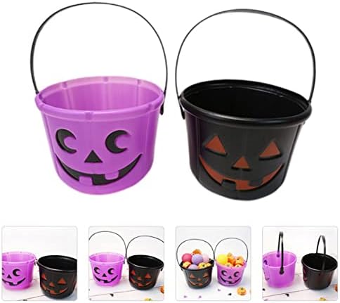 PretyZoom 14pcs decoração purple balde tigela Or- abóbora Pimpkin Balck e truques- Armazenamento de presente Favores laranja Favors Tratando lanterna Plástico Plástico Handel