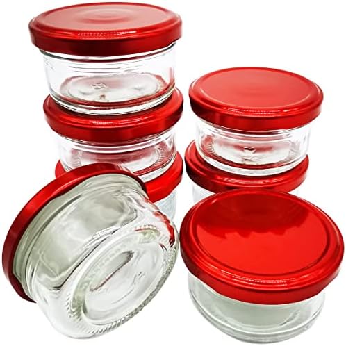 Delevo 2,5 oz de recipientes de condimentos de vidro pequenos com tampas - recipiente de molho para salada - Molho de molho de molho - Conjunto de molho reutilizável à prova de vazamento para lanche de piqueniques - 7pack