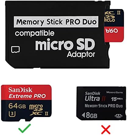 XahPower PSP Micro SD Memória Adaptador, Micro SD TF Card para Memory Stick Pro Duo Magicgate Cart