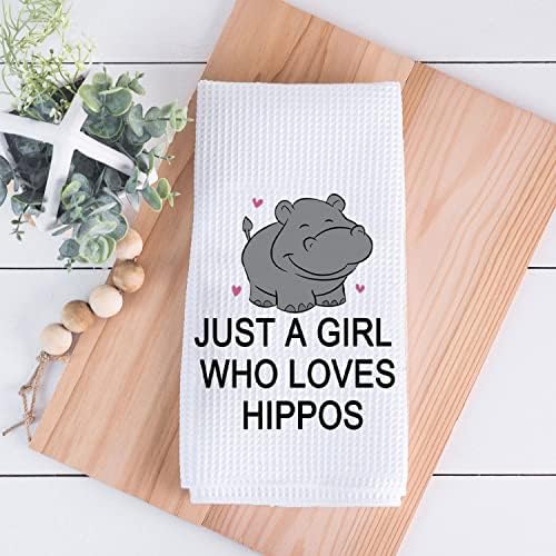 BDPWSS Hippo Toalha de cozinha Hippopotamus Gift Hippo Gift apenas uma garota que ama Hippos Dish Dish Hippo tem tema presente