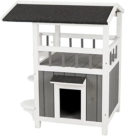 Trixie Pet Home com varanda coberta, casa de gatos elevada, abrigo à prova de intempéries, ideal para gatos e cães pequenos