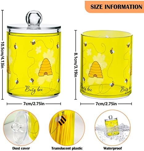 Yyzzh voando abelhas movimentadas de colméia amarela de 4 pacote QTIP Dispensador para algodão Swab Ball Round Pads