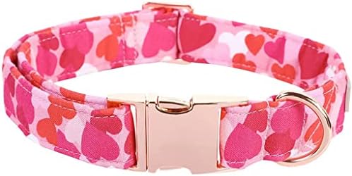HFDGDFK Valentines Pink Heart Dog Collar com colar de cachorro de gravata borbole