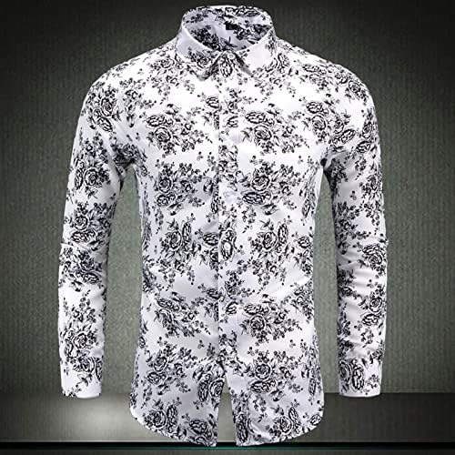 Blusa tops para mangas compridas masculinas de tamanho floral de tamanho floral