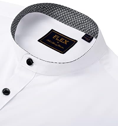 J.VER Mens Camisetas de colarinho com faixas de manga comprida botão de manga comprida camisa de colarinho mandarim