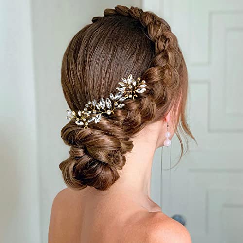 6 peças Pinos de cabelo da noiva Stromestons Acessórios de cabelo de ouro para mulheres Cristal Wedding Hair Piece para