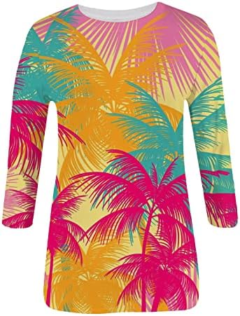 Roupas Fragarn Fall para feminino Fashion Print Round Round Pescoço solto Casual casual Top de camiseta de sete mangas