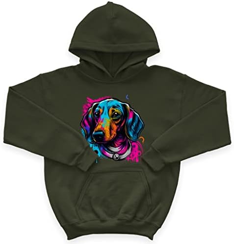 Dachshund Print Kids 'Sponge Fleece Hoodie - Capuz para crianças para cães - Capuz pop Art para crianças