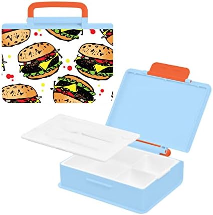 Alaza Hamburger Food Plka DOT Branco Bento Lunch Box Free BPA à prova de lanches à prova de vazamento com Fork & Spoon, 1 peça
