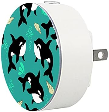 2 Pacote de plug-in Nightlight LED Night Light Whale Animal com sensor de entardecer ao amanhecer para o quarto de crianças, viveiro,