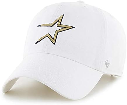 '47 Brand Houston Astros Limpe o boné de chapéu de pai Strapback Cooperstown White/Gold