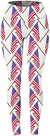 4 de julho Leggings for Women American Flag High Caists Yoga Leggings Leggings Ultra Soft Stretch Comfy Workout Fitness Calças