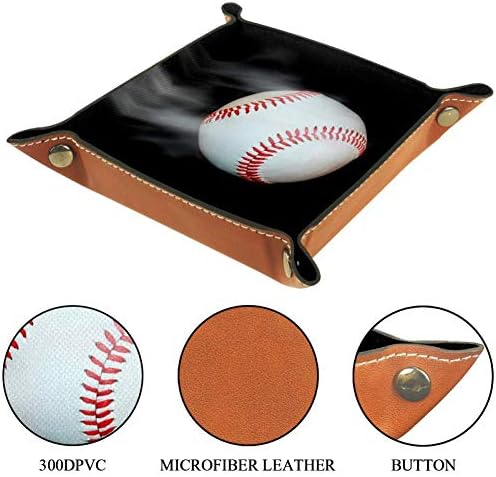 AISSO Bandeja de manobrista esportivo fumando beisebol impressão de joias de couro Caixa de organizador para carteiras,